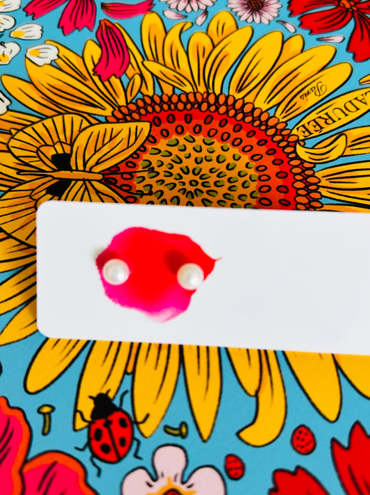 Classic 5mm Freshwater Pearl Stud Earrings - Sterling Silver Setting