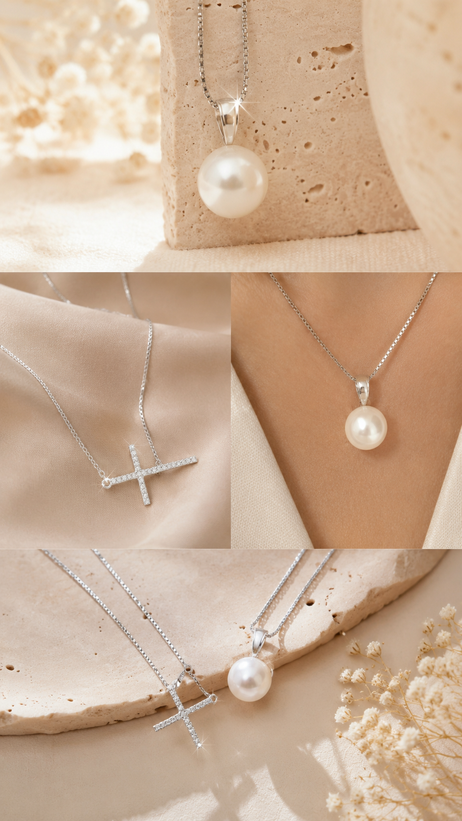 Sideways Cross Silver Pendant with Cubic Zirconia