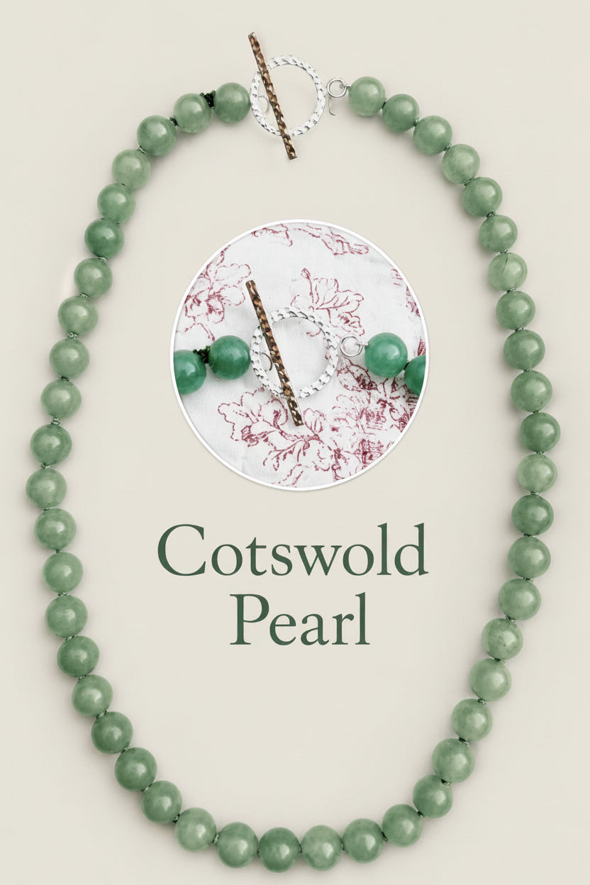 Aventurine Semi-Precious Jade Quality Necklace with Solid Silver Toggle Clasp