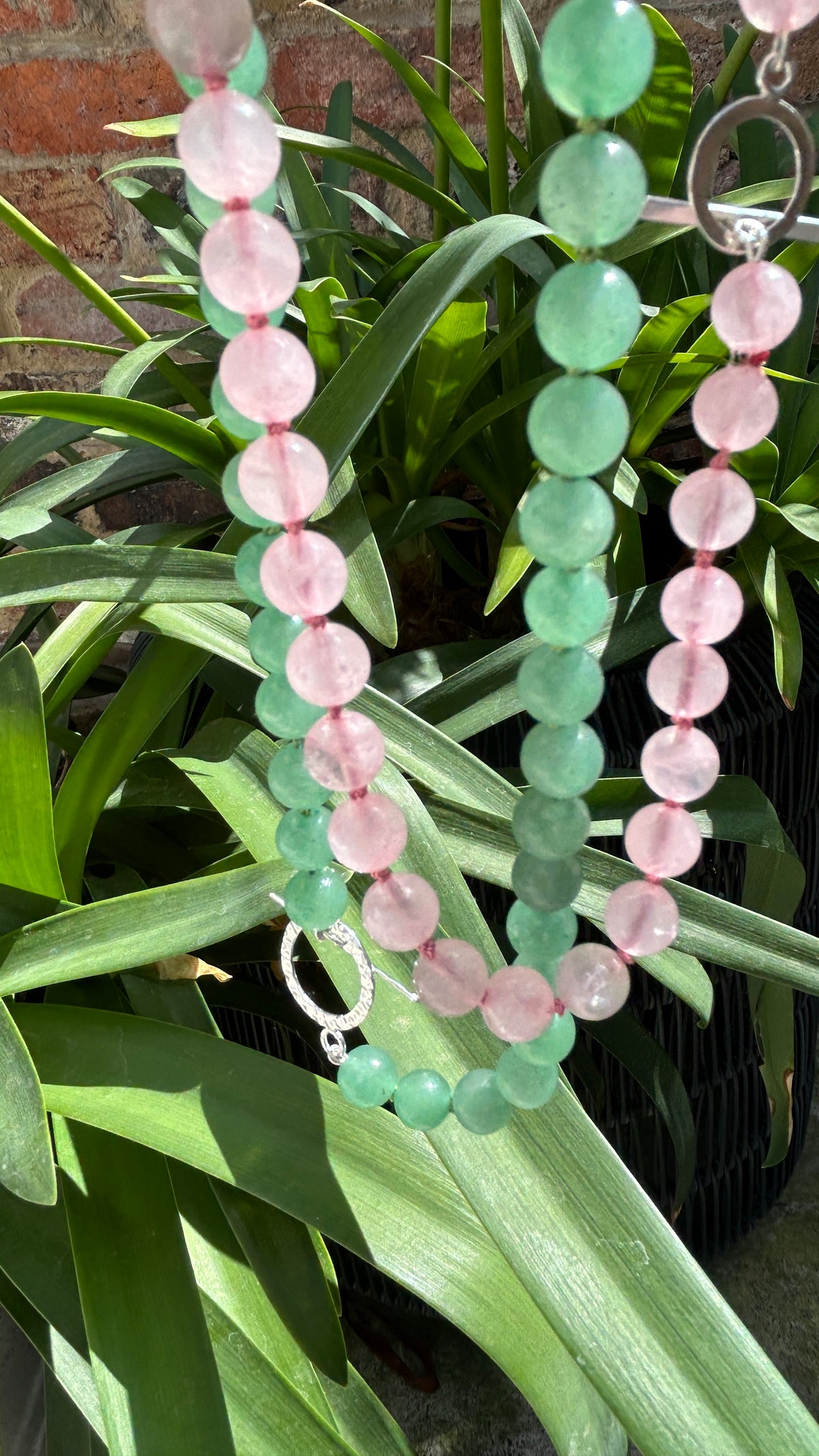 Aventurine Semi-Precious Jade Quality Necklace with Solid Silver Toggle Clasp