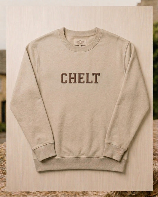 CHELT Varsity Sweatshirt - Cheltenham Cotswolds - Embroidered Organic Cotton